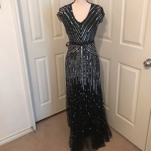 Adrianna Pappell Silver and Black Dress NWT